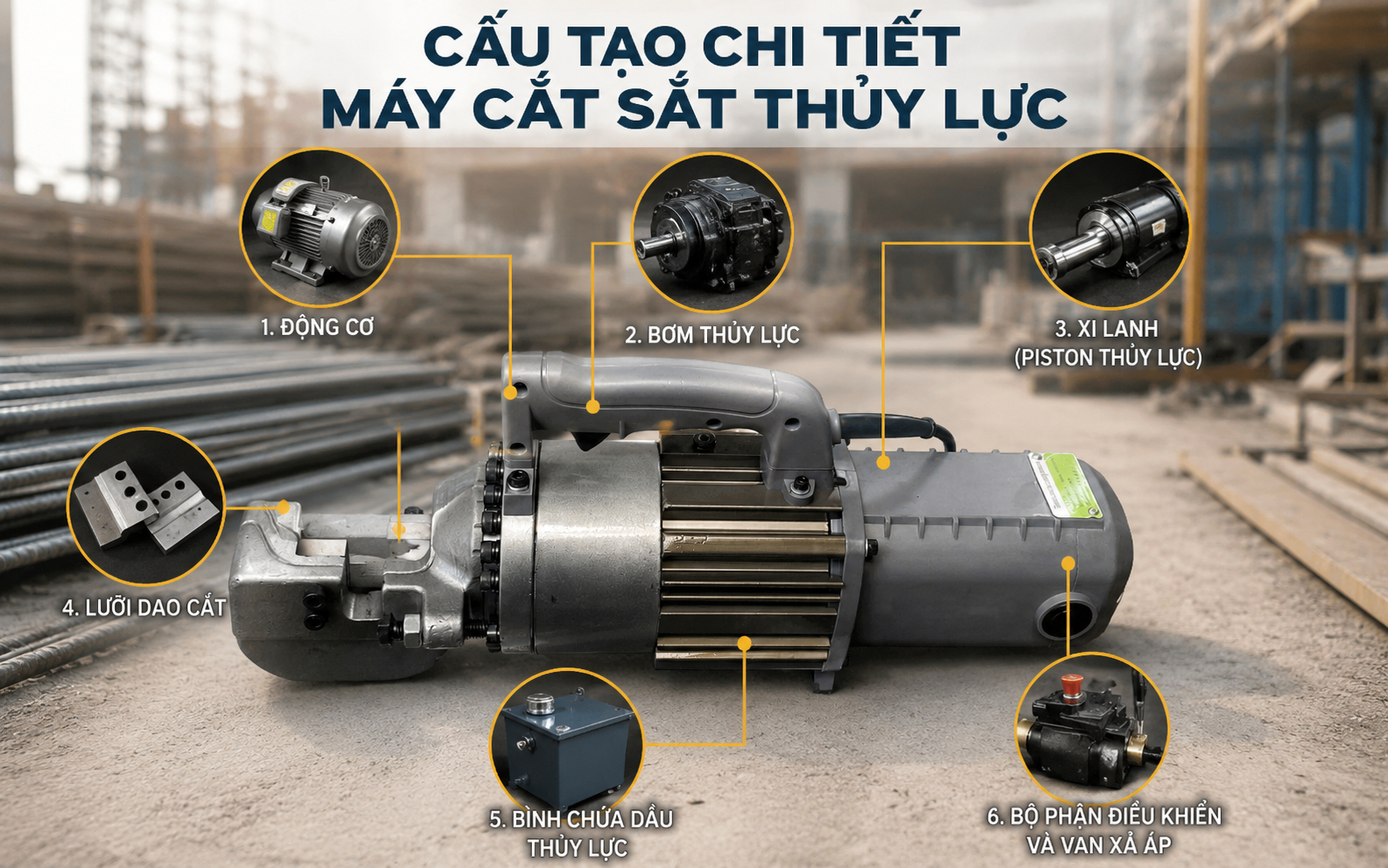 Cấu tạo chi tiết của máy cắt sắt thủy lực
