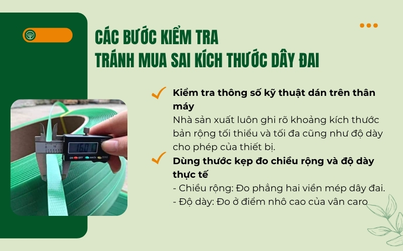 Các bước kiểm tra tránh mua sai kích thước dây đai