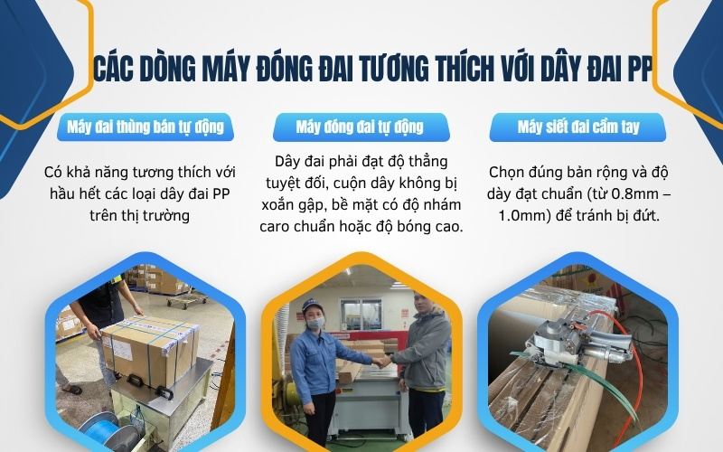 Các dòng máy đóng đai tương thích với dây đai PP