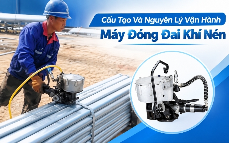 Cấu Tạo Và Nguyên Lý Vận Hành Máy Đóng Đai Khí Nén
