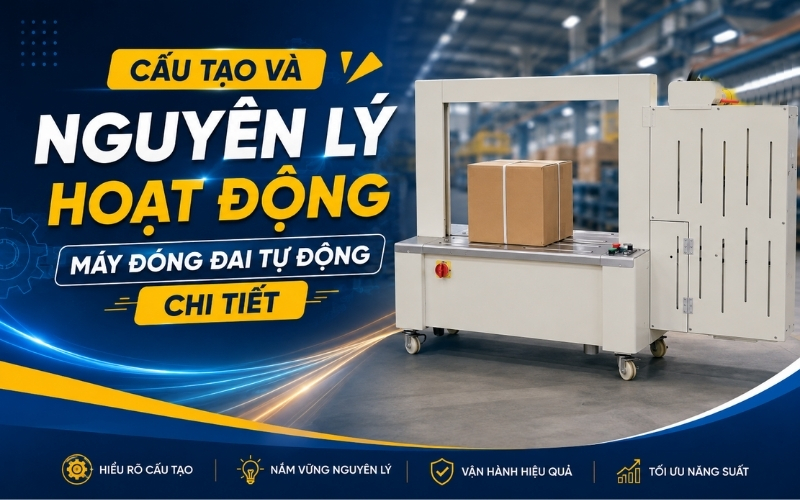 Cấu tạo và nguyên lý hoạt động máy đóng đai tự động chi tiết