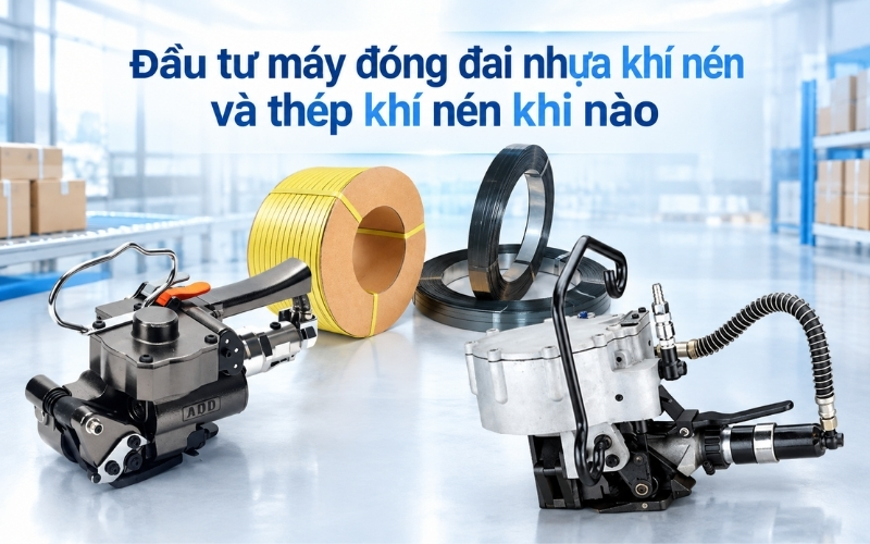 Đầu tư máy đóng đai nhựa khí nén và thép khí nén khi nào