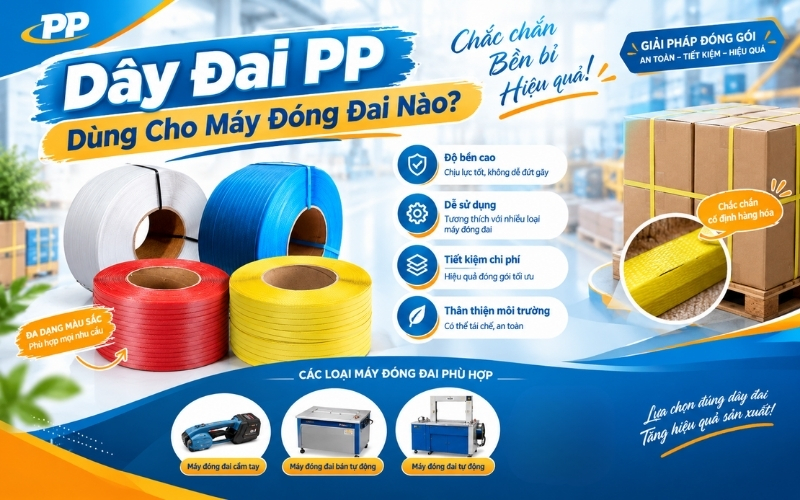 Dây Đai PP Dùng Cho Máy Đóng Đai Nào?