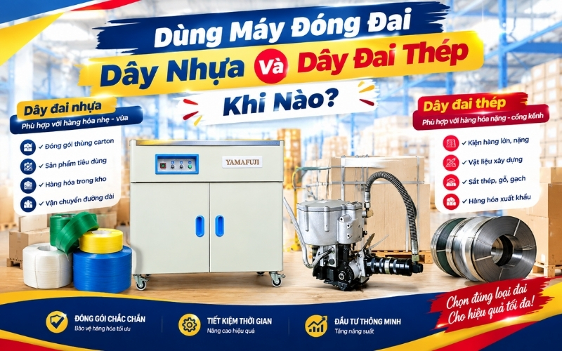 Dùng Máy Đóng Đai Dây Nhựa Và Dây Đai Thép Khi Nào