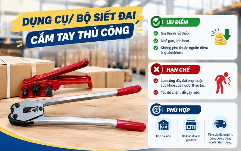  Dụng cụ / Bộ siết đai cầm tay thủ công
