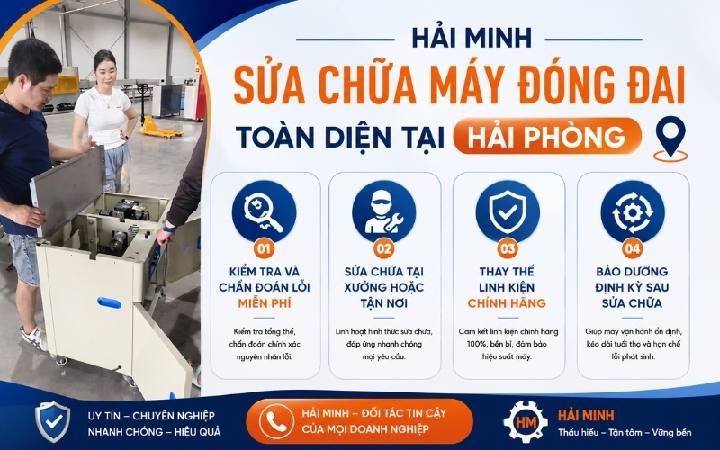 Hải Minh sửa chữa máy đóng đai toàn diện tại Hải Phòng
