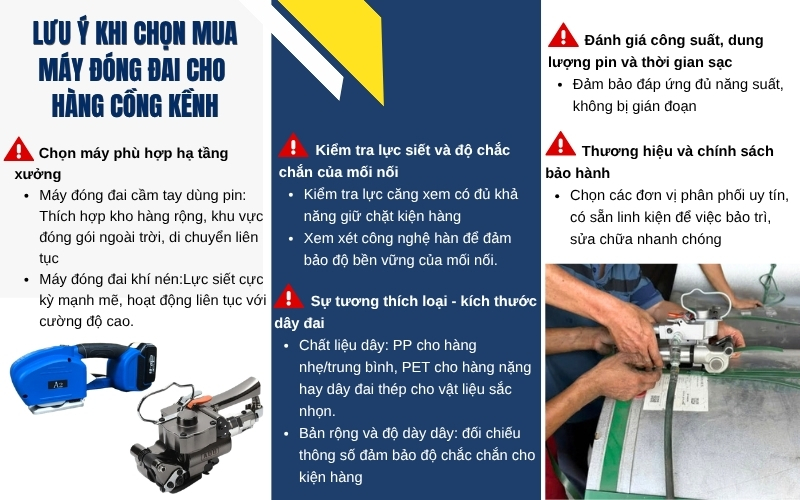 Lưu ý khi chọn mua máy đóng đai cho hàng cồng kềnh
