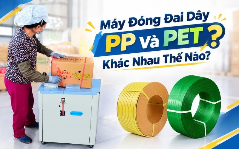 Máy Đóng Đai Dây PP Và PET Khác Nhau Thế Nào
