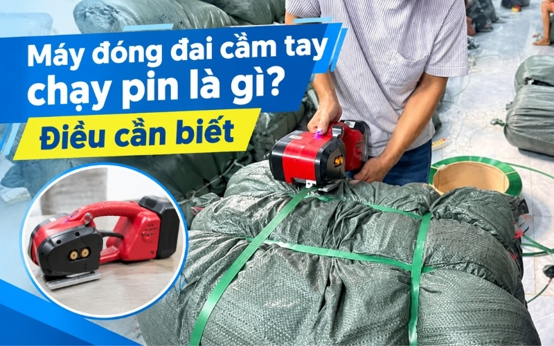 Máy đóng đai cầm tay chạy pin là gì Điều cần biết