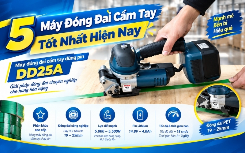 Máy đóng đai cầm tay dùng pin DD25A