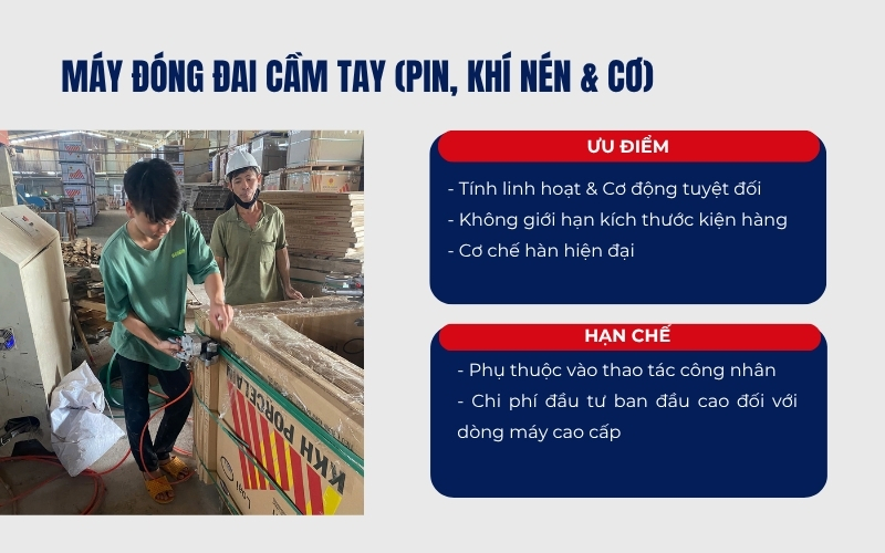 Máy đóng đai cầm tay (pin, khí nén & cơ)
