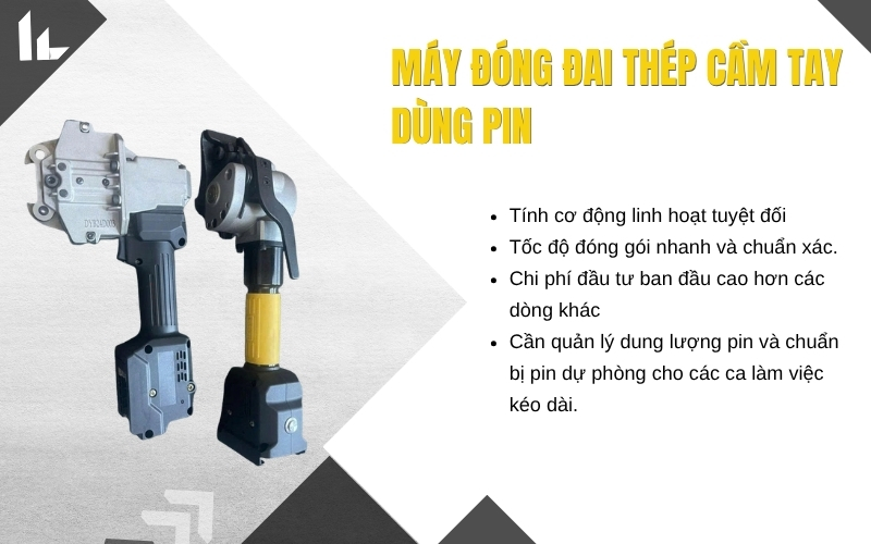 Máy đóng đai thép cầm tay dùng pin