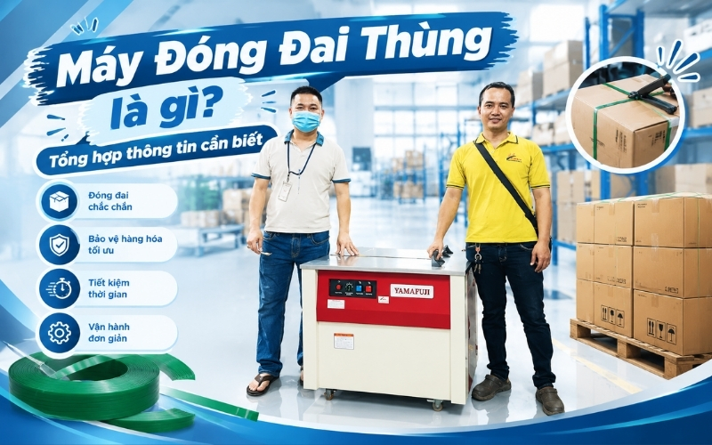 Máy đóng đai thùng là gì? Tổng hợp thông tin cần biết