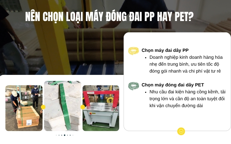 Nên chọn loại máy đóng đai PP hay PET
