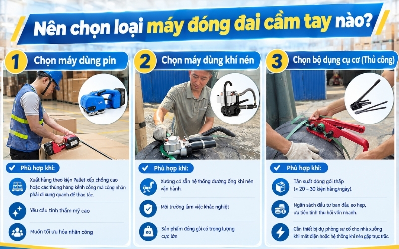 Nên chọn loại máy đóng đai cầm tay nào