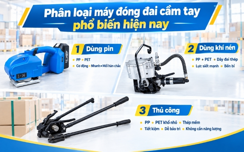 Phân loại máy đóng đai cầm tay chi tiết  