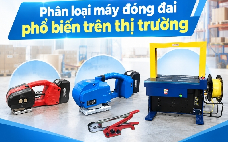 Phân loại máy đóng đai phổ biến trên thị trường