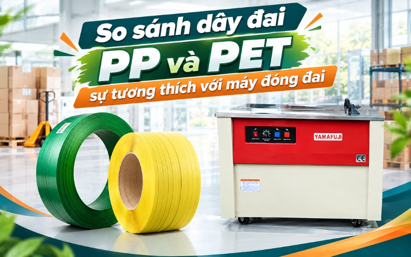So sánh dây đai PP và PET sự tương thích với máy đóng đai