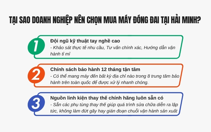 Tại sao doanh nghiệp nên chọn mua máy đóng đai tại Hải Minh