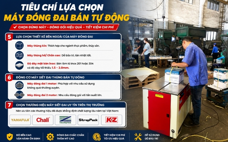 Tiêu chí lựa chọn máy đóng đai bán tự động