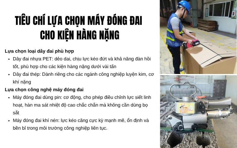 Tiêu chí lựa chọn máy đóng đai cho kiện hàng nặng