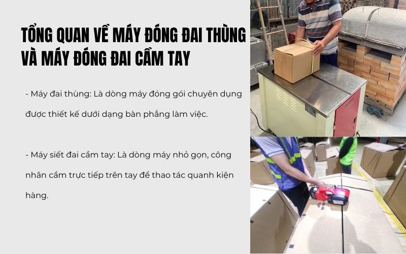 Tổng quan về máy đóng đai thùng vụ máy đóng đai cầm tay