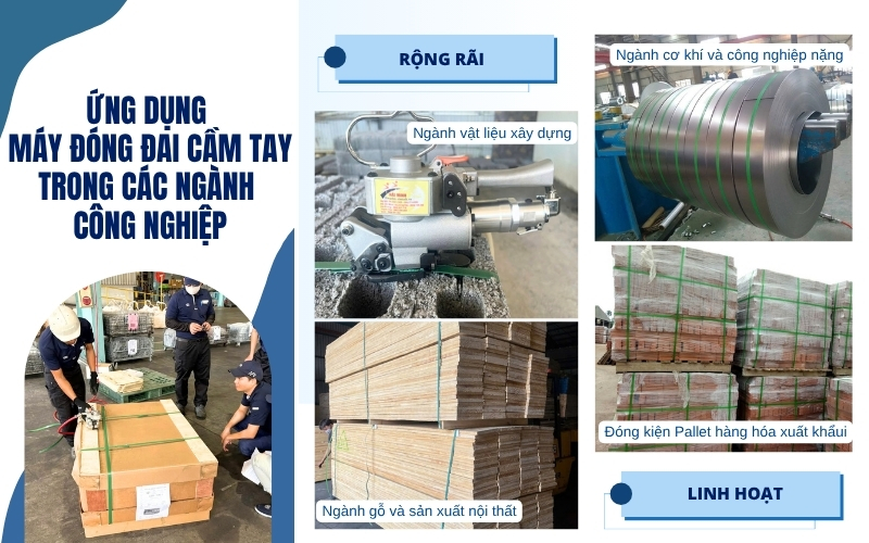 Ứng dụng máy đóng đai cầm tay trong các ngành công nghiệp