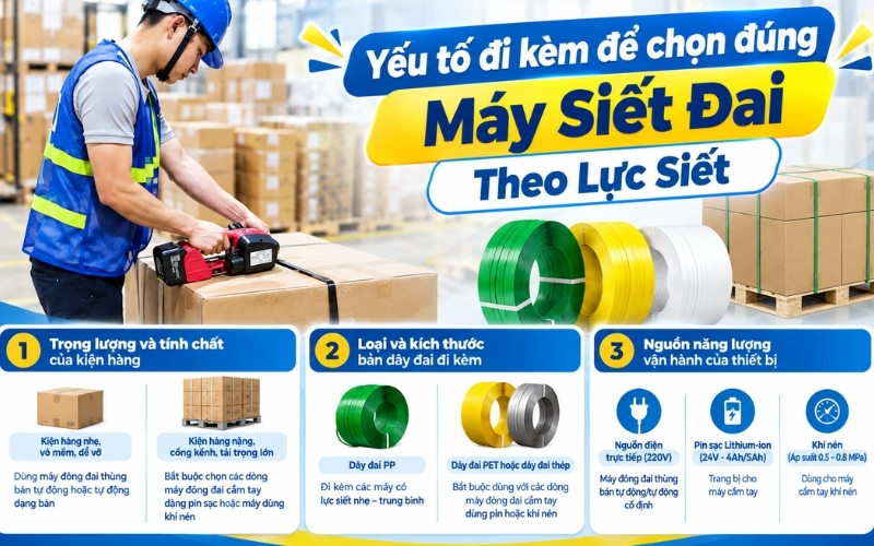 Yếu tố đi kèm để chọn đúng máy siết đai theo lực siết