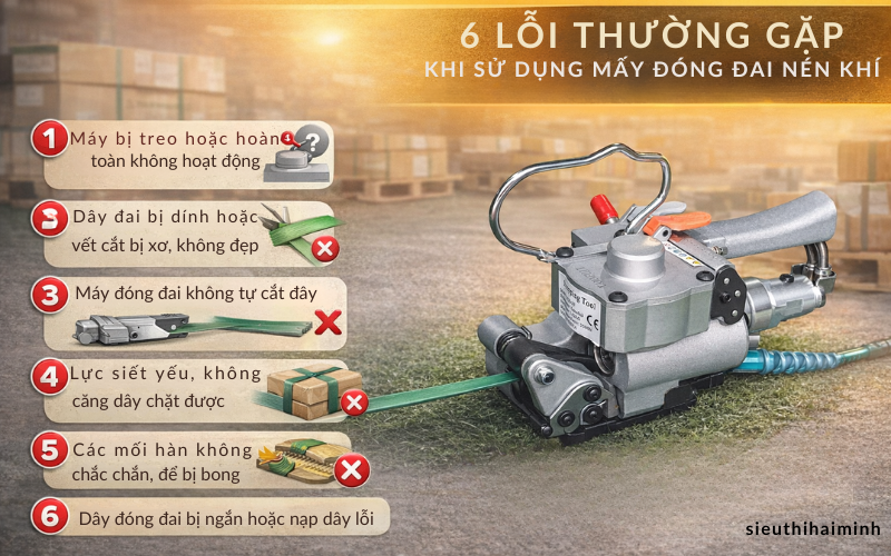  6 lỗi thường gặp khi sử dụng máy đóng đai nén khí