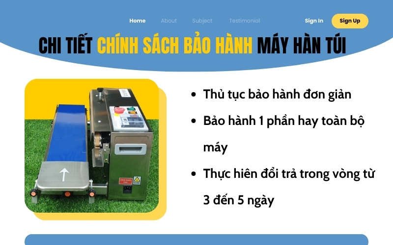 Chi tiết chính sách bảo hành máy hàn túi FR-750W