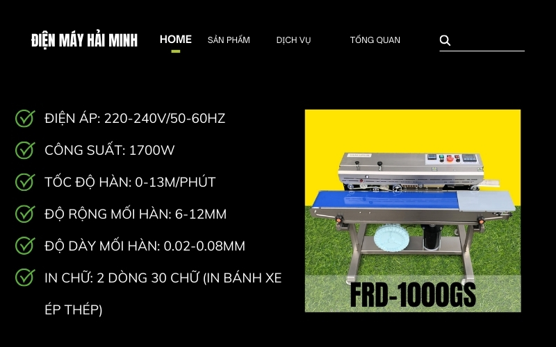 Máy hàn túi in date thổi khí FRD-1000GS