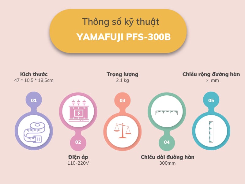 thông số Máy hàn miệng túi dập tay Yamafuji PFS-300B