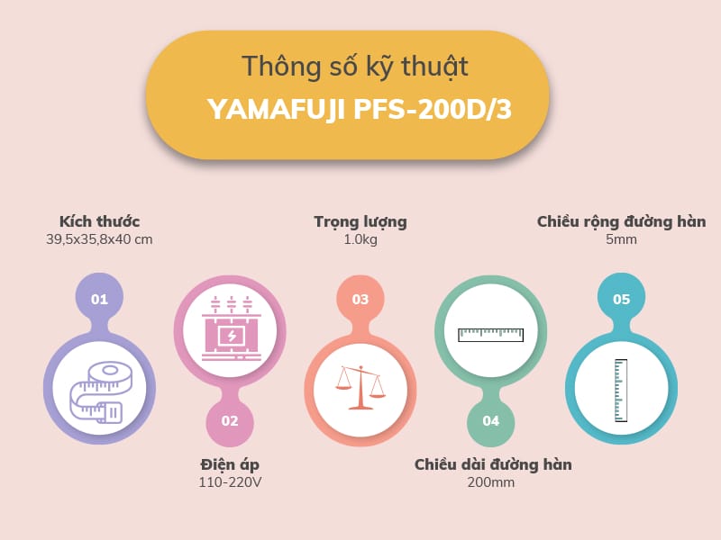 Máy hàn miệng túi dập tay Yamafuji PFS-200D/3