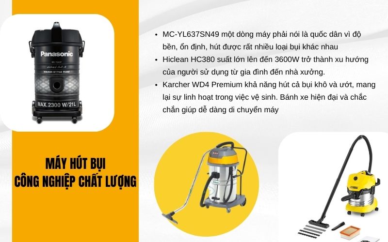 3 máy hút bụi công nghiệp chất lượng