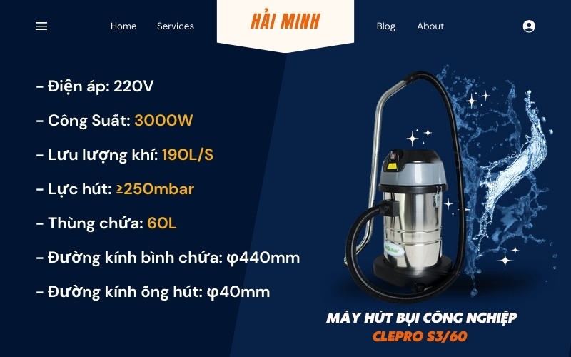 Máy hút bụi công nghiệp Clepro S360 khô và ướt