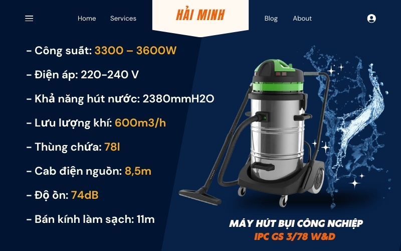 Máy hút bụi công nghiệp IPC GS 378 W&D 3600W