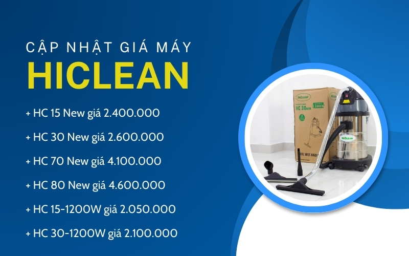 Tổng hợp giá thành máy hút bụi công nghiệp Hiclean