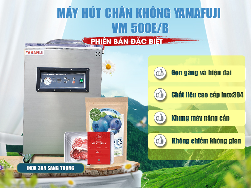 Máy ép chân không Yamafuji VM500E/B (inox 304) phiên bản đặc biệt