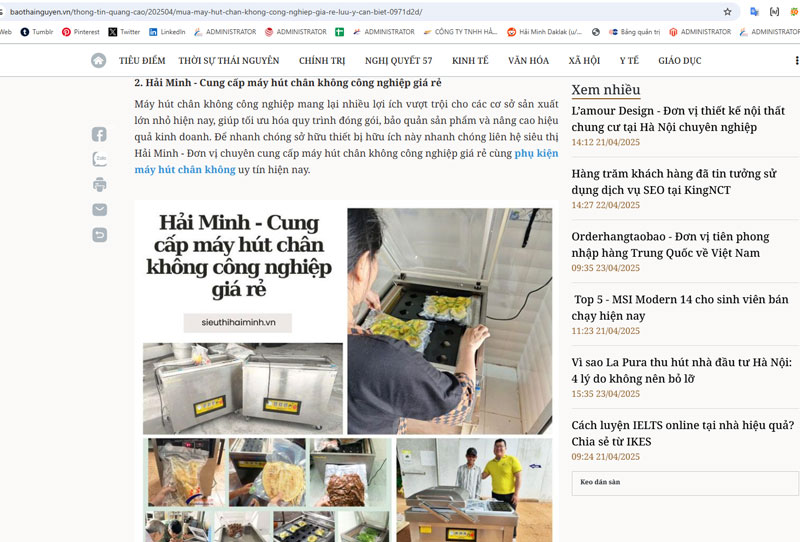 Hải Minh - Cung cấp máy hút chân không công nghiệp giá rẻ uy tín 