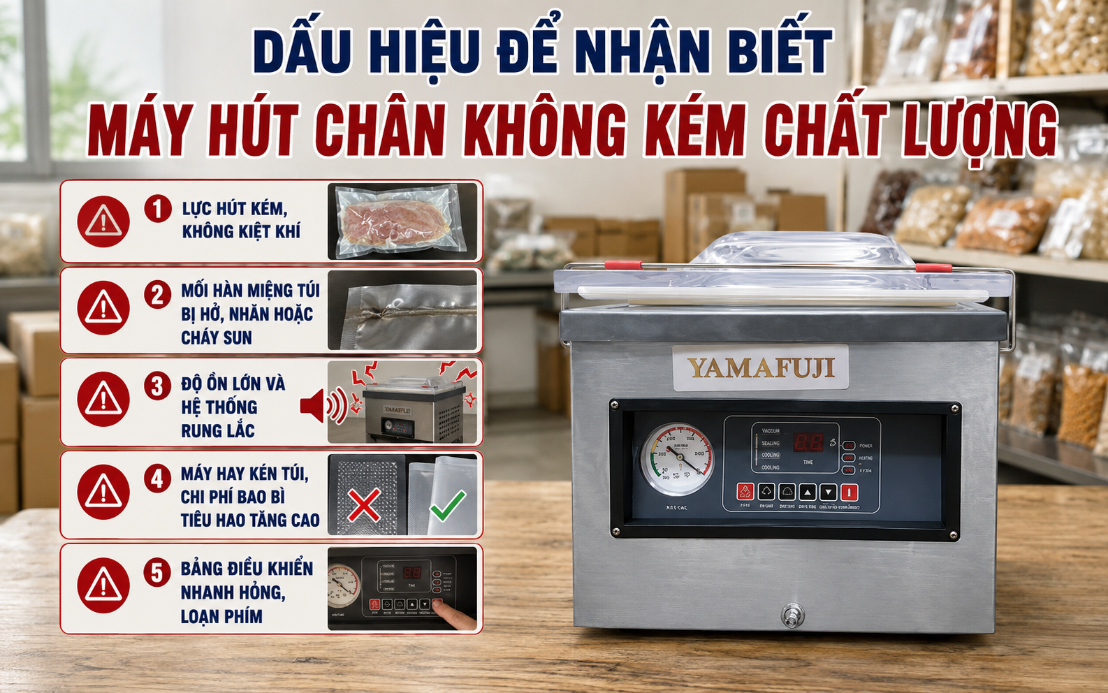 Dấu hiệu nhận biết máy hút chân không kém chất lượng