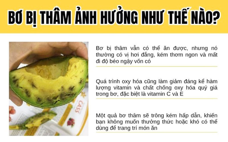 Bơ bị thâm ảnh hưởng như thế nào đến hương vị và sức khỏe?
