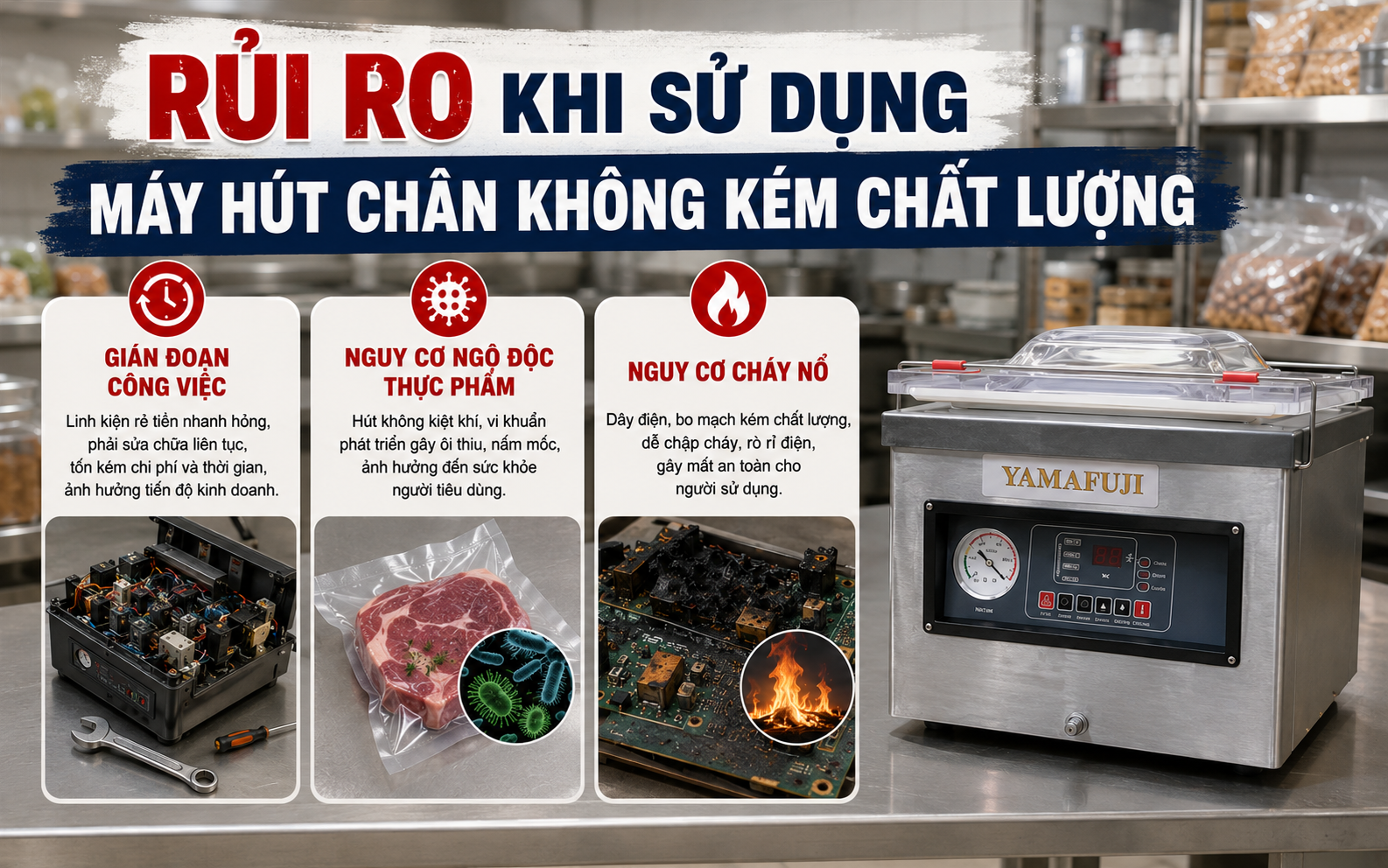 Rủi ro khi sử dụng máy hút chân không kém chất lượng