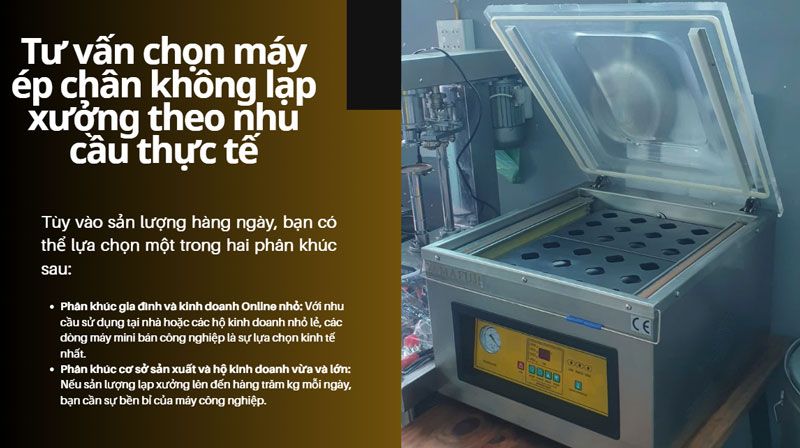 Tư vấn chọn máy ép chân không lạp xưởng theo nhu cầu thực tế