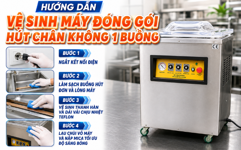 Hướng dẫn vệ sinh máy đóng gói hút chân không 1 buồng