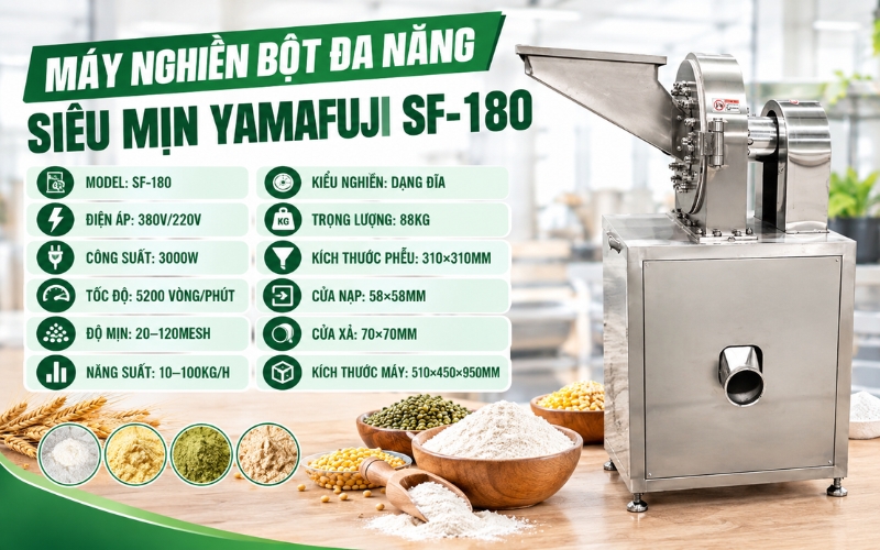 Thông số của máy nghiền bột siêu mịn Yamafuji SF-180
