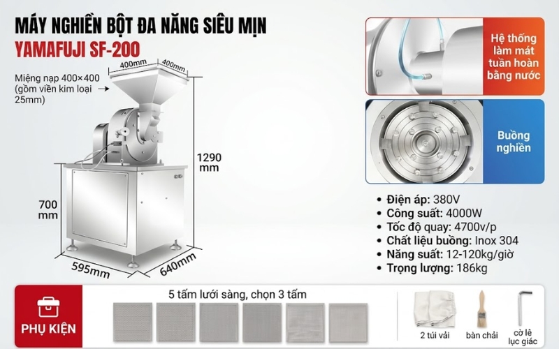 Thông số của máy nghiền bột đa năng Yamafuji SF-200
