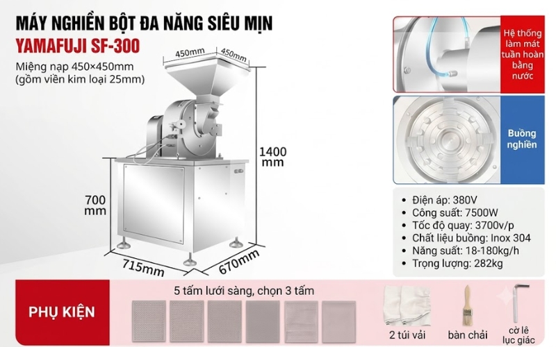 Thông số máy nghiền bột Yamafuji SF-300