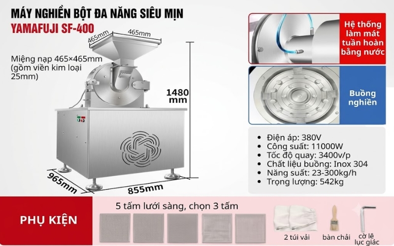 Thông số của máy nghiền bột đa năng Yamafuji SF-400