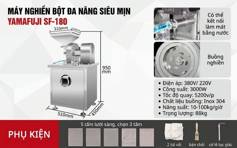Đặc điểm nổi bật của máy nghiền bột đa năng siêu mịn Yamafuji SF-180