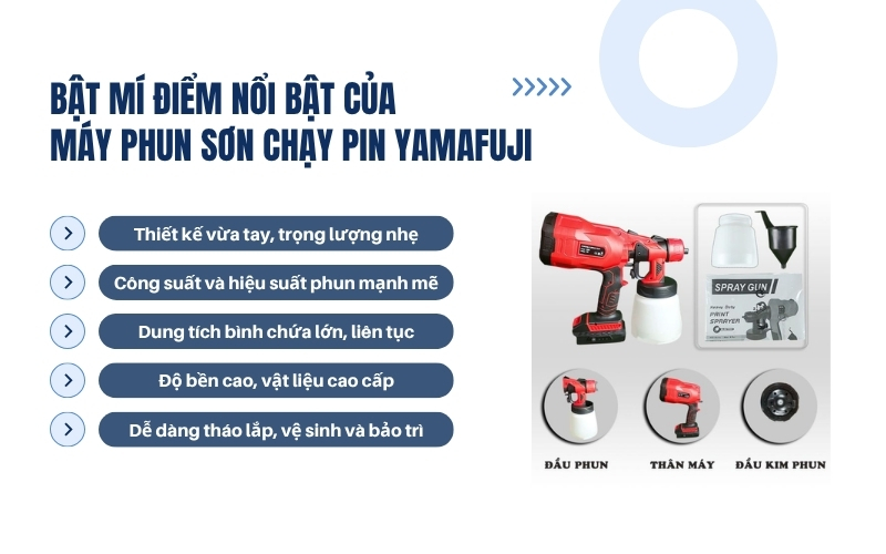 Bật mí điểm nổi bật của máy phun sơn chạy pin Yamafuji